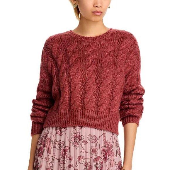 Steve Madden Ceronne Cable Knit Crewneck Sweater - NWT Small Rust - Picture 1 of 6